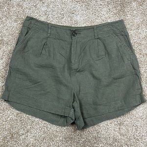 Green Linen Dress Shorts